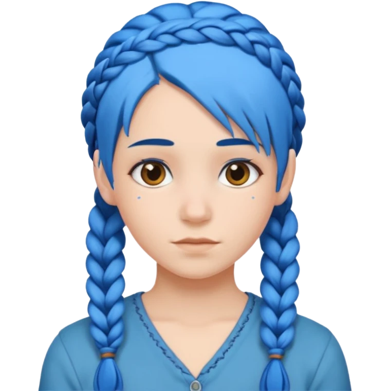 blue hair with braids emoji