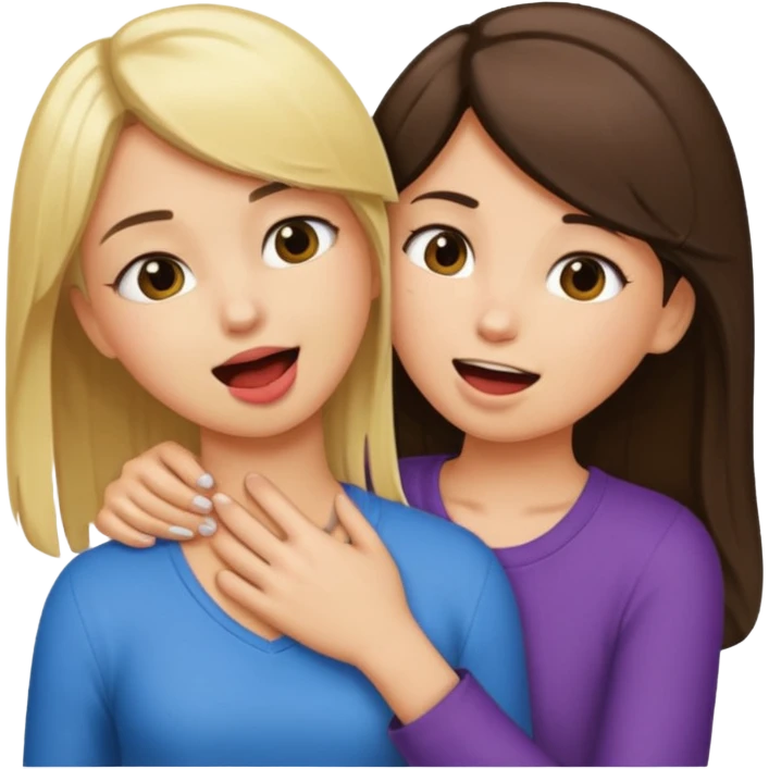 blond girl biting brunette girls neck emoji