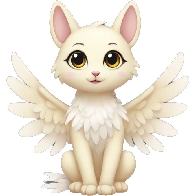 Anthro shy cute kawaii winged animal hybrid full body emoji