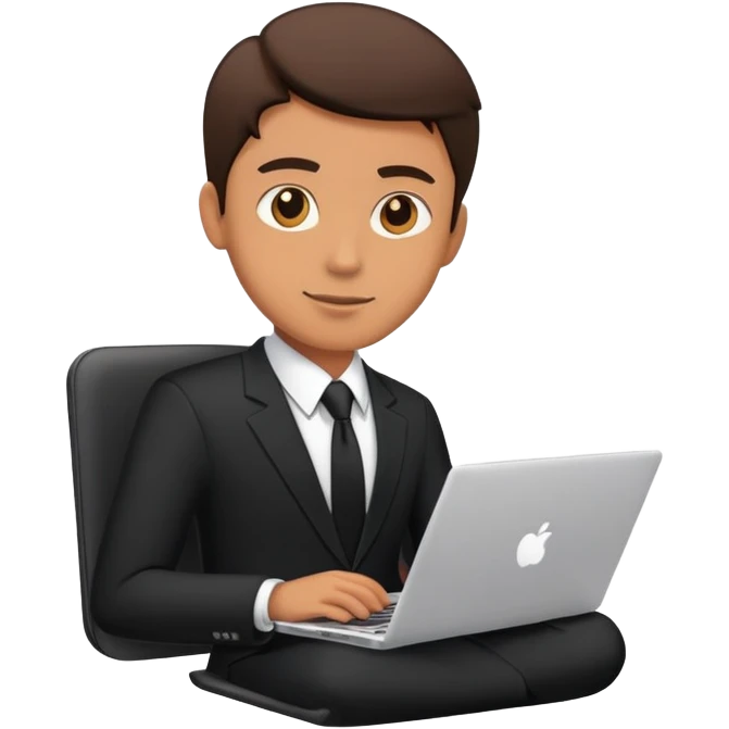 Man in black business suit with laptop emoji