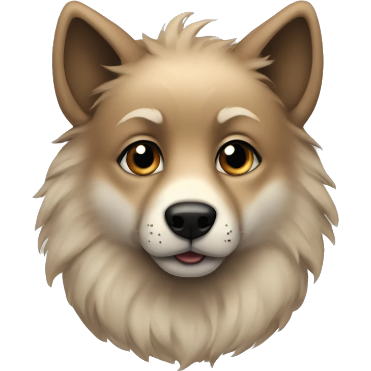 a light brown puppy-like wolf with black ears, black eyes emoji