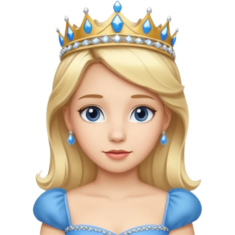 Princess in Blue Dress with Tiara, Blonde Hair emoji
