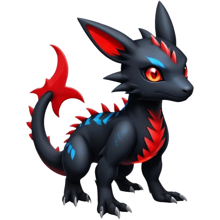 Gothic Edgy Badass Gloomy Cute Dark Guilmon-Salandit-Umbreon-Fakémon-hybrid-creature (full body)  emoji