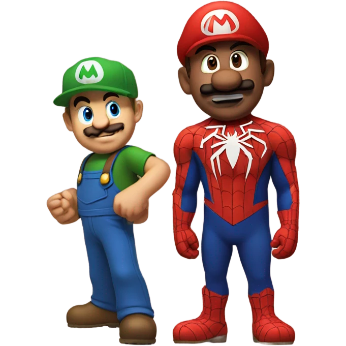 Mario with spider-man emoji