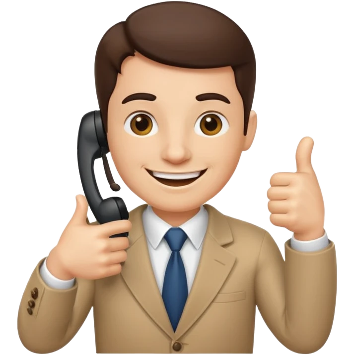 boss on a phone call, giving a thumbs up emoji