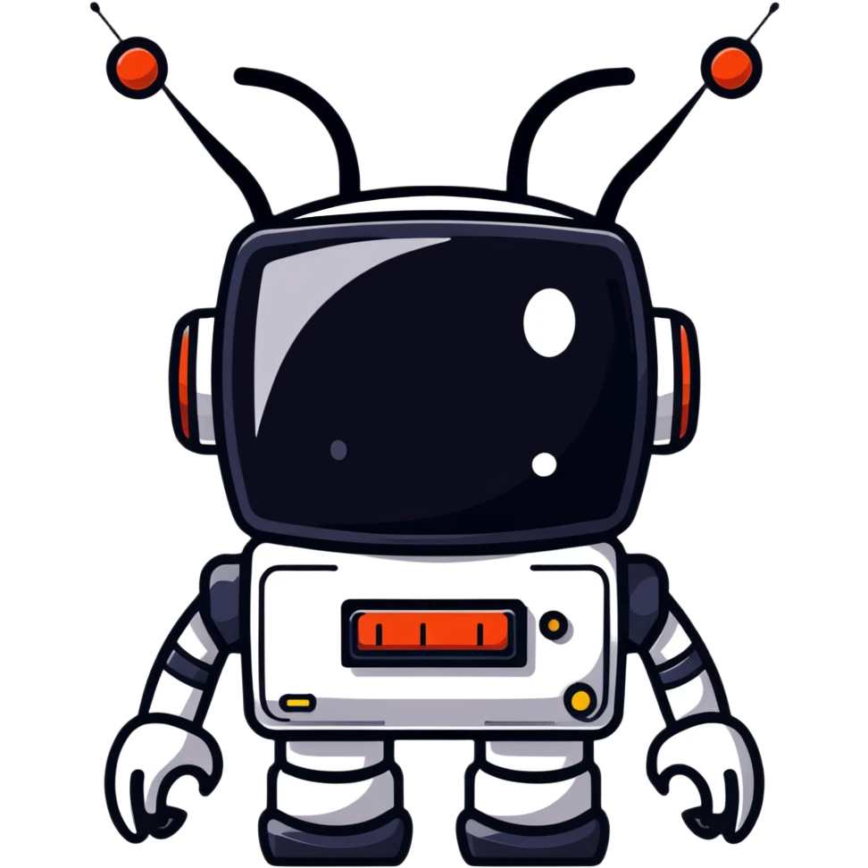 Retro-futuristic robot with a boxy head and antennas emoji