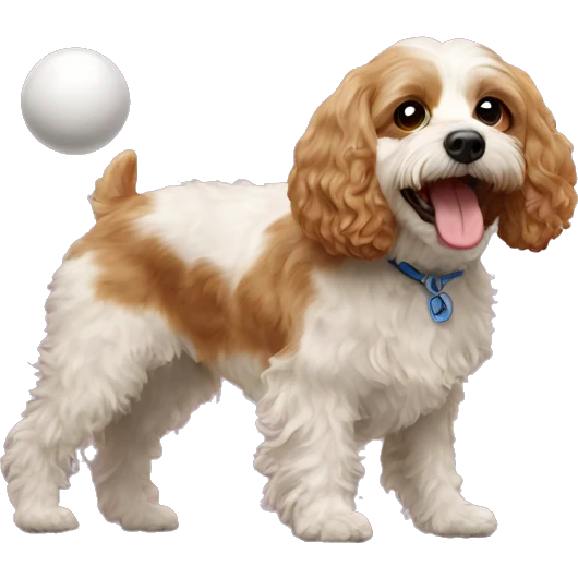 Cavapoo with ball emoji