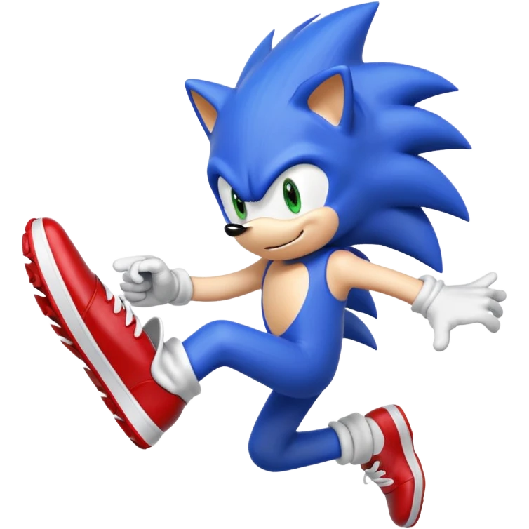 Sonic the Hedgehog running, blue spiky hair, white gloves, red shoes, motion lines emoji