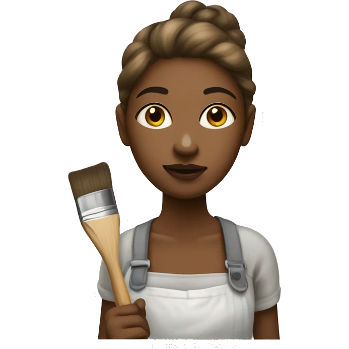 female painter with palette smeared with paint and a brush  emoji