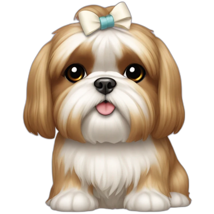 Dog Shih Tzu with a bow on head full-body emoji