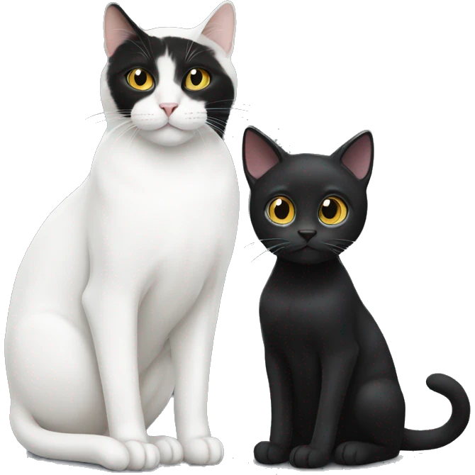 White cat and black cat emoji