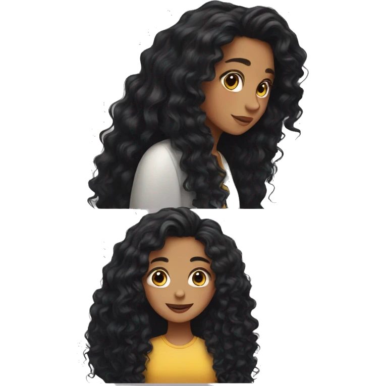 Girl with black curly long hair emoji