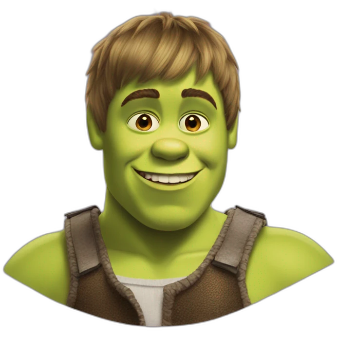 Shrek with Justin Bieber's hear cut emoji