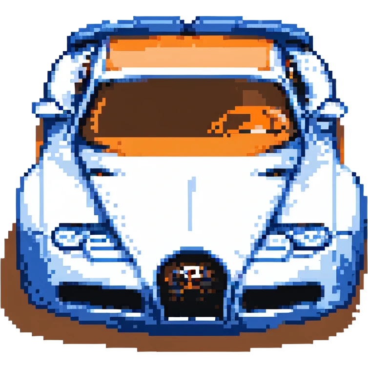 blue Bugatti car pixel art emoji