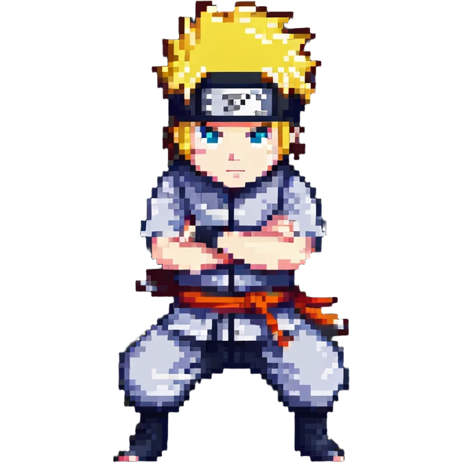 Naruto doing a jutsu pixel art style emoji