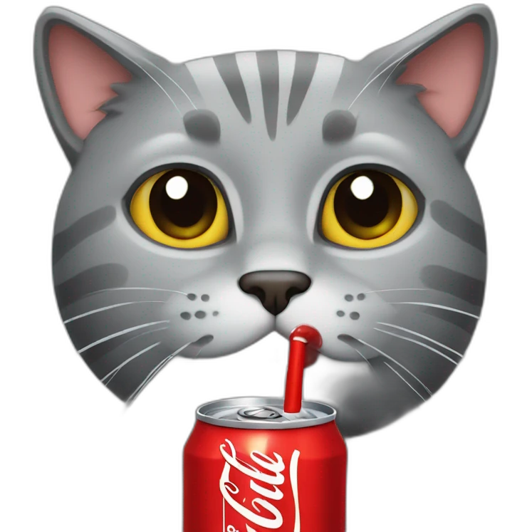 Grey Cat drinking coke emoji