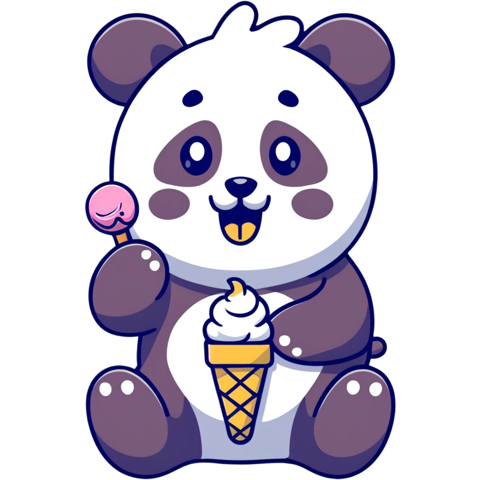 Panda eating ice cream emoji