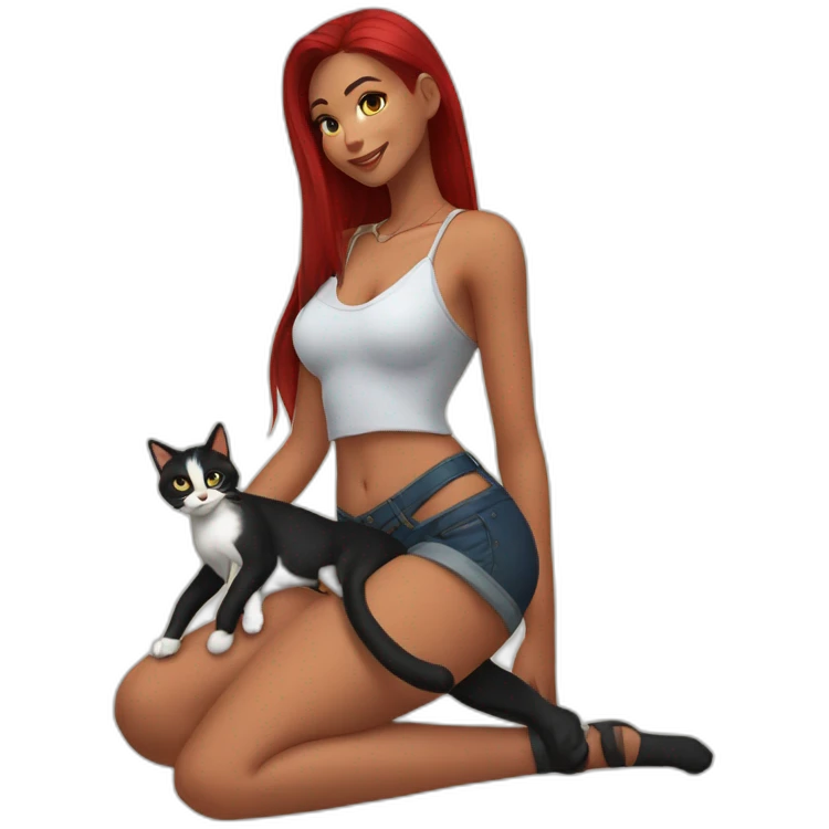 felena Katarina posing legs with cat emoji