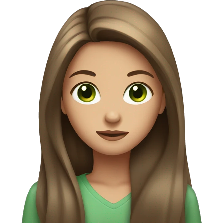 Girl With Long Brown Hair and green eyes emoji