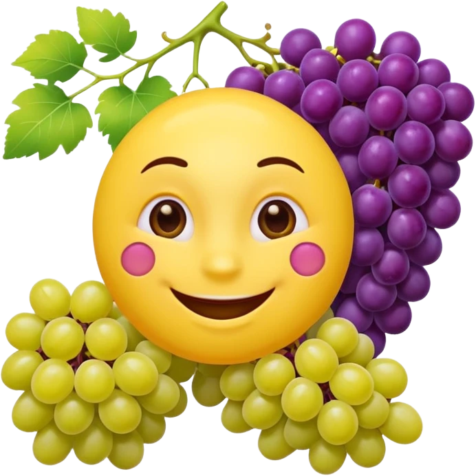 Yellow circular emoji eating grapes emoji