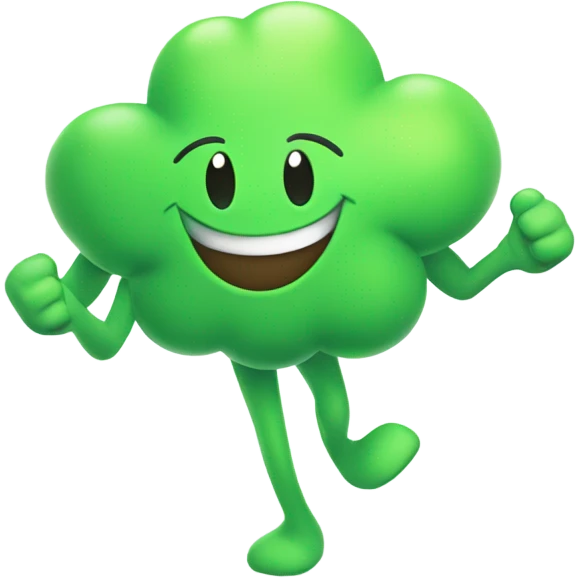 Happy Green Cloud with arms and legs emoji