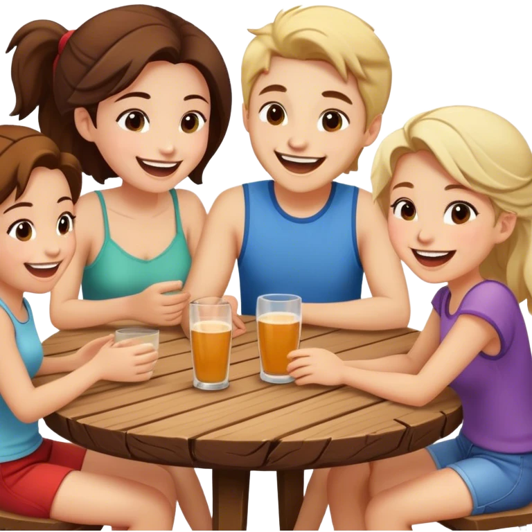 Friends talking at a table emoji