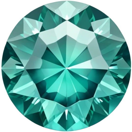 Round cut grandidierite gemstone with blue-green color and brilliant facets emoji