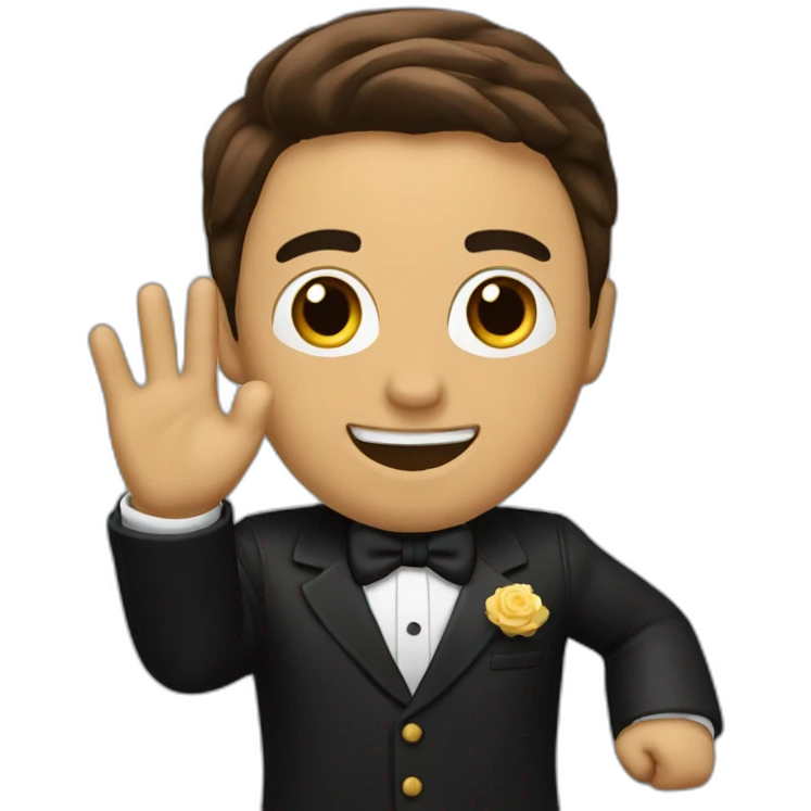 brown mexican politician with black tuxedo saying hi five emoji