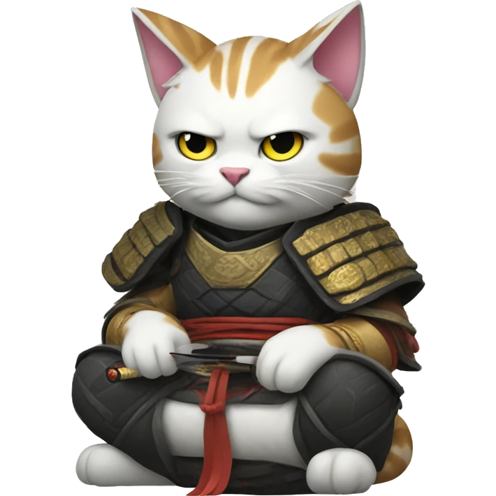 samurai cat playing video games emoji