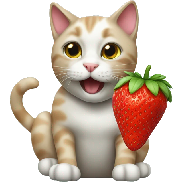 Cat eating strawberry  emoji