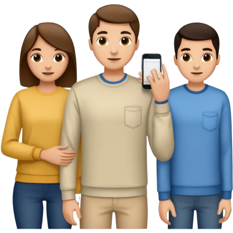 personas debatiendo revisando una pantalla  emoji