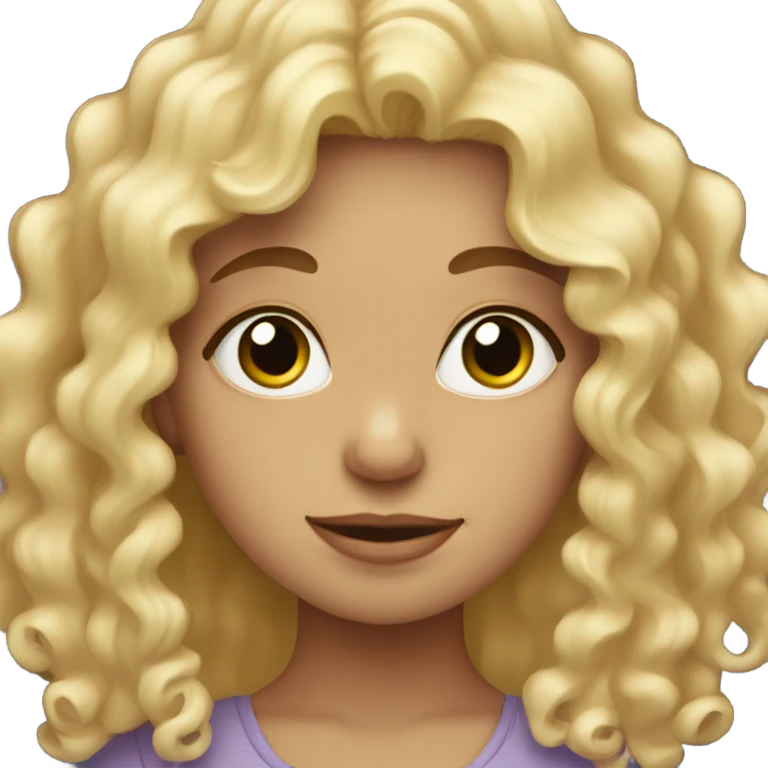 blonde haired girl with curly hair with heart hands  emoji