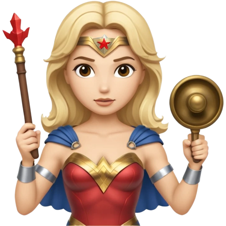 Blonde Wonder Woman holding baton and bell emoji