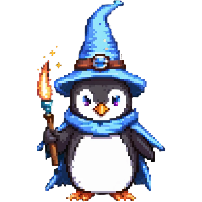 penguin wizard casting a spell emoji
