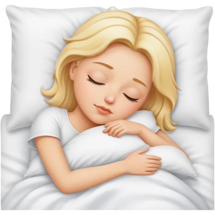 blonde sleeping in white bed emoji