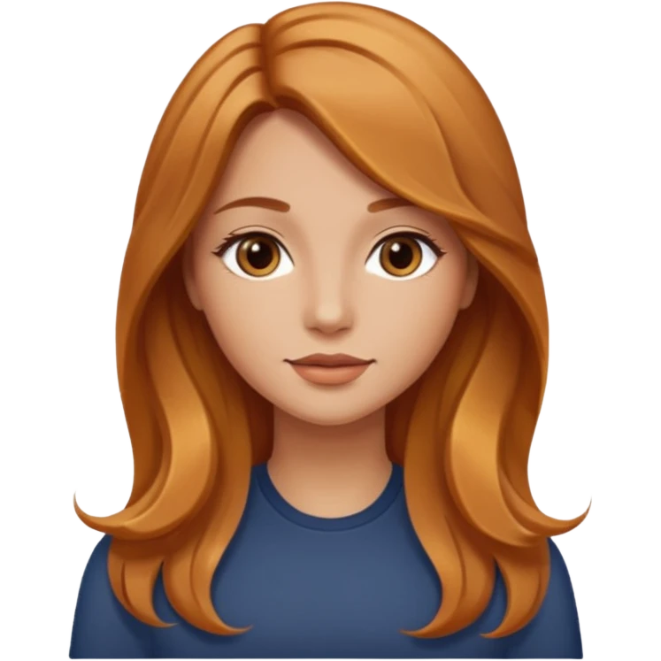 Mujer cabello color caramelo largo liso con ondas suaves emoji