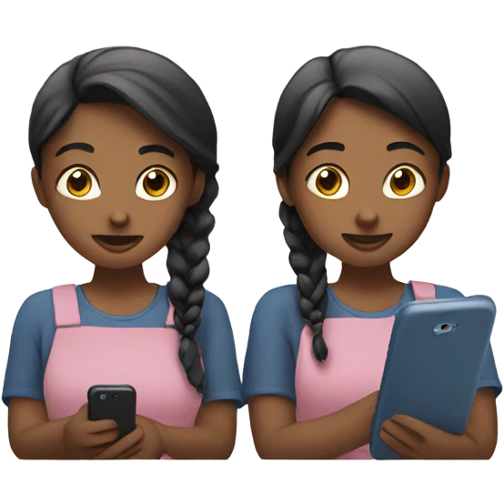 Two girls on their phones emoji
