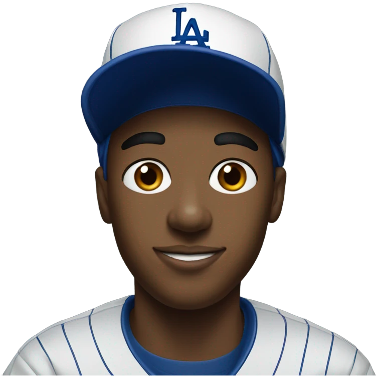 portrait of a young man wearing a dodgers hat emoji