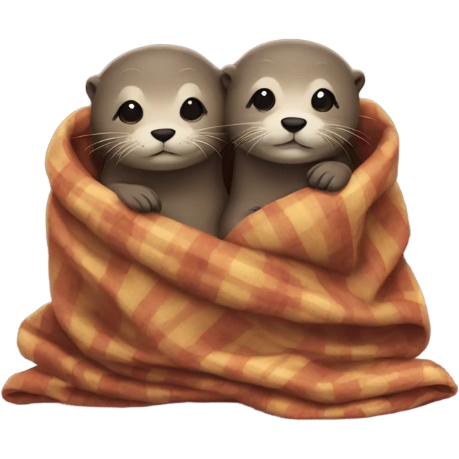Two otters cuddling under a blanket emoji