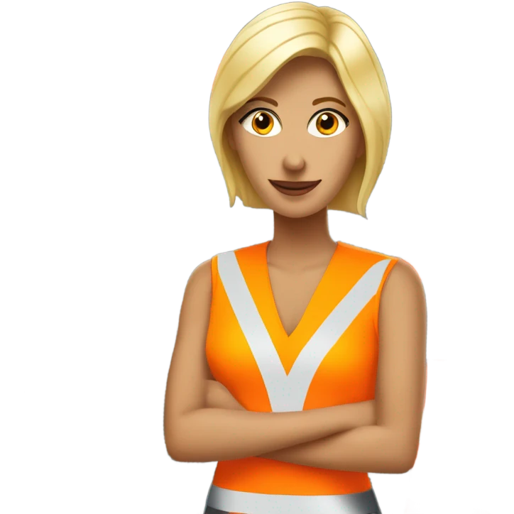 Blonde woman surrounded by warning cones emoji