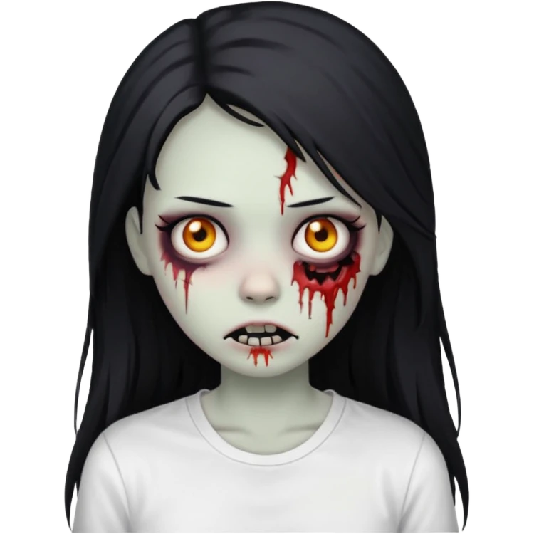 zombie girl with emo long hair white and white shirt emoji emoji