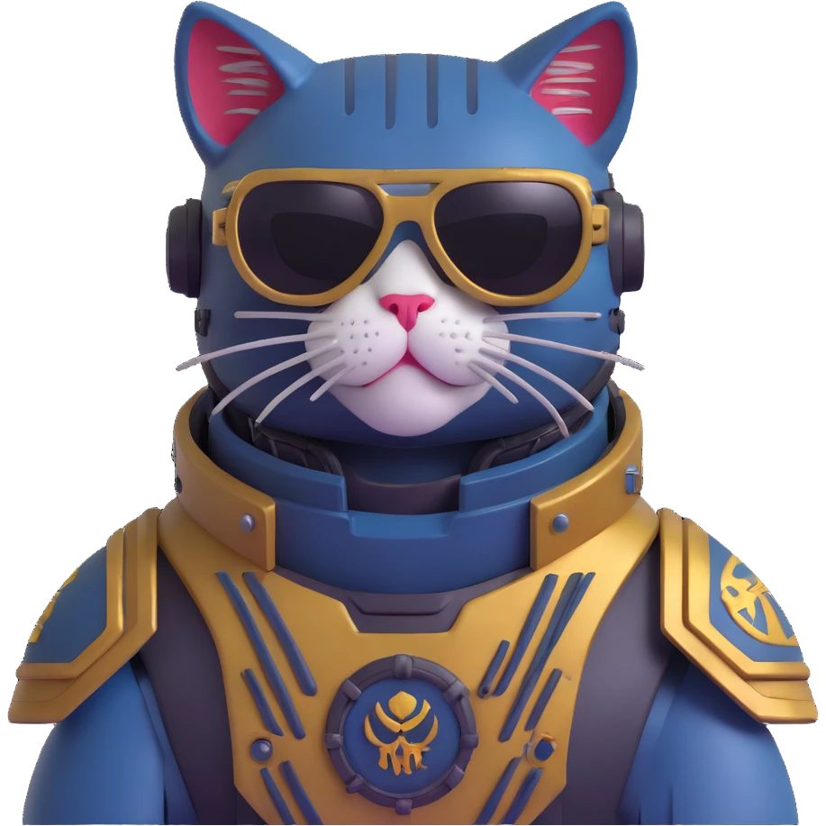 cat with sunglasses, Warhammer 40,000 style power armor emoji