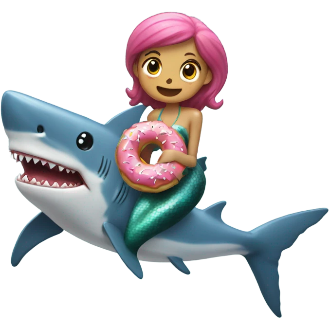 a mermaid over a shark eating a donut  emoji