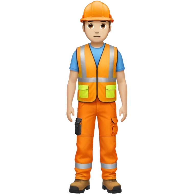 man in orange hi vis vest standing full body emoji