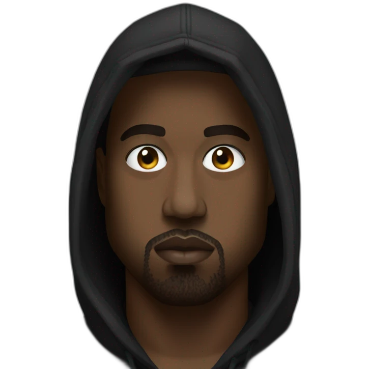 kanye west in a black hood emoji