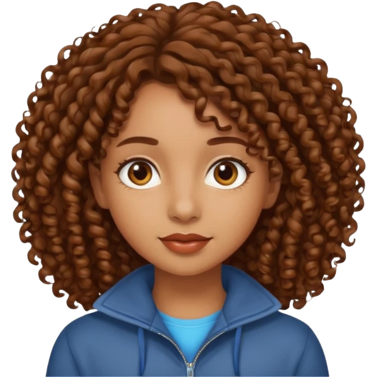 Girl who is brown with brown curly hair  emoji