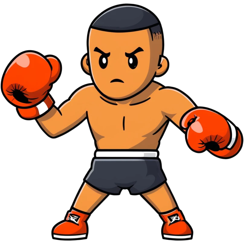 Young Black boxer, 19 years old, in boxing pose with gloves emoji