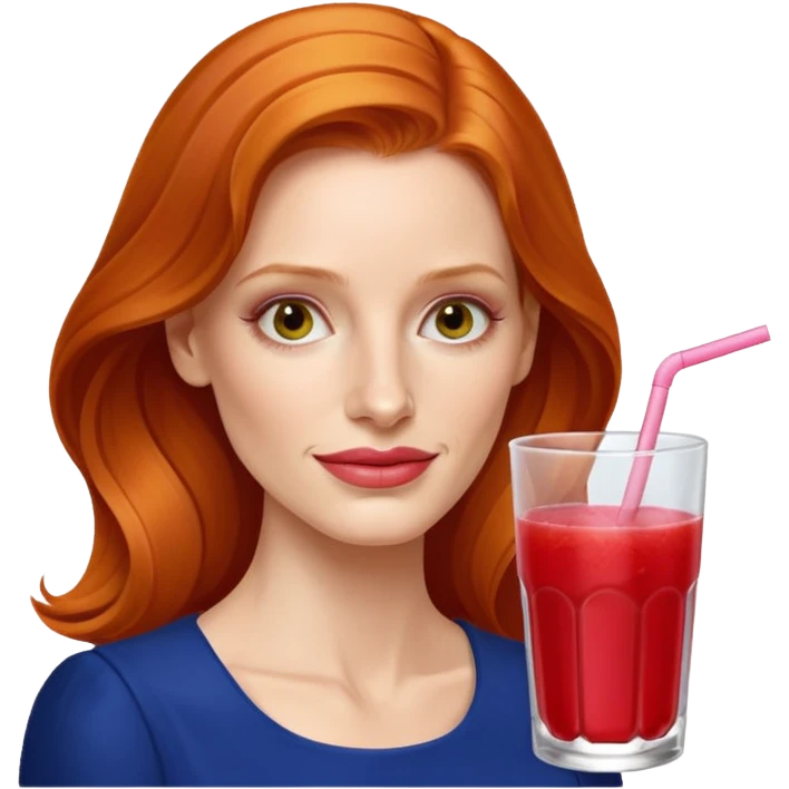 Jessica Chastain, making fruit punch emoji