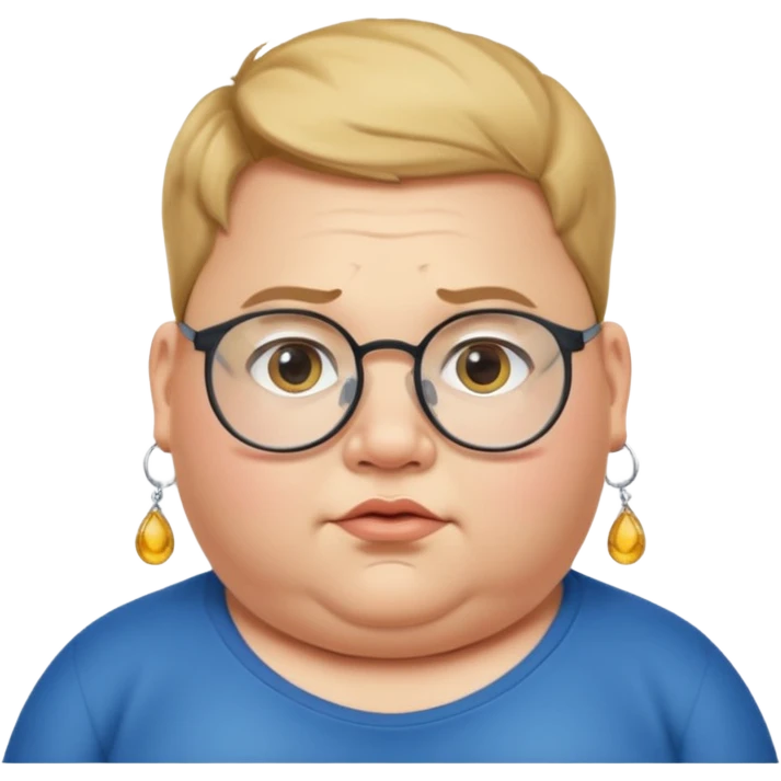 obese boy with spectacles and earring emoji