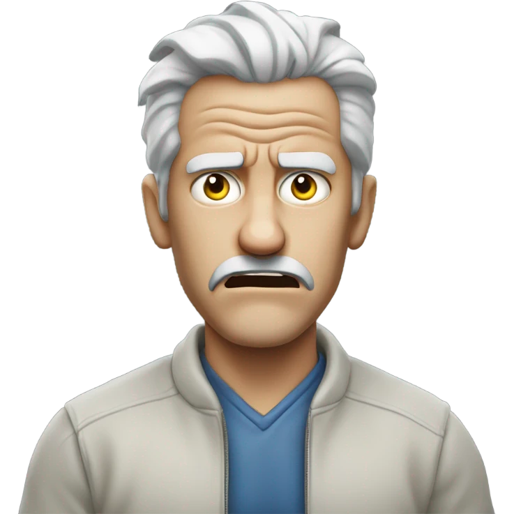 An angry white man with grey hair Shakes his fist at the sky in rage emoji
